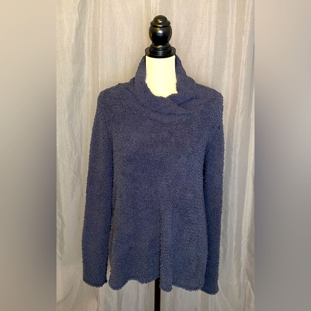 J. Jill PureJill Gray Fuzzy Soft Sherpa Fleece Pullover Sweater Size Small